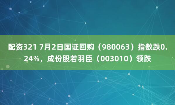 配资321 7月2日国证回购（980063）指数跌0.24%，成份股若羽臣（003010）领跌